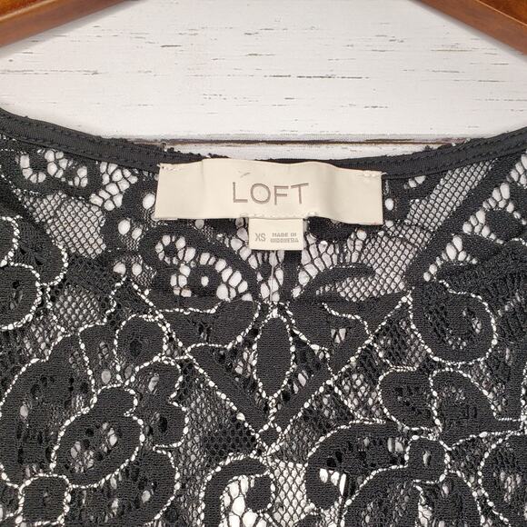 Loft Black Lace Top with Cold Shoulders X-Small - NWT - Picture 4 of 10